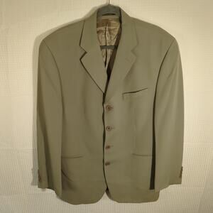 Kasper 44R Olive Green Blazer Men’s Union Made Canada 3 Button Jacket Polyester